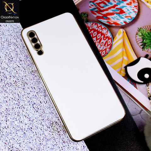Samsung Galaxy A70 Cover - White - Side Colour Borders camera Protection Soft TPU Transparent Case
