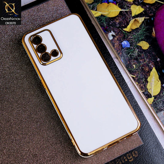 Oppo A74 Cover - White - Electroplating Silk Shiny Soft Case With Camera Protection