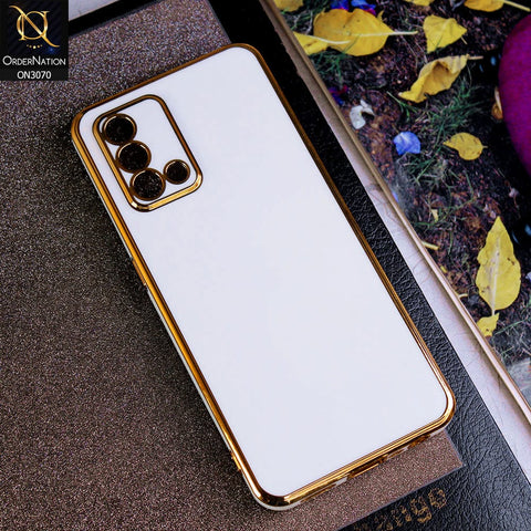 Oppo F19 Cover - White - Electroplating Silk Shiny Soft Case With Camera Protection
