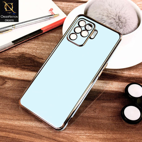 Oppo A94 Cover - Blue - Electroplating Silk Shiny Soft Case With Camera Protection