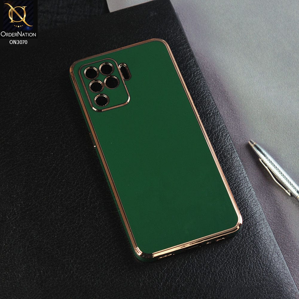 Oppo A94 Cover - Green - Electroplating Silk Shiny Soft Case With Camera Protection
