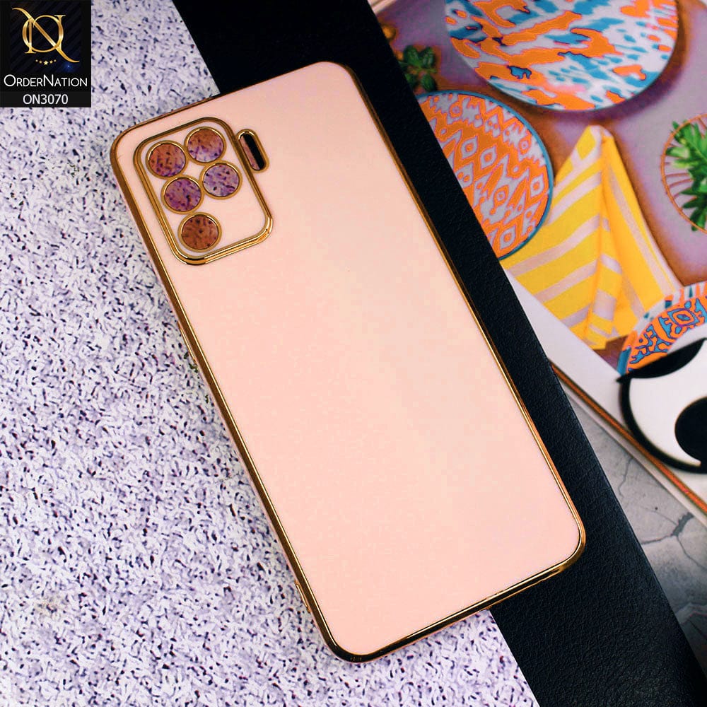 Oppo F19 Pro Cover - Rose Gold - Side Colour Borders camera Protection Soft TPU Transparent Case