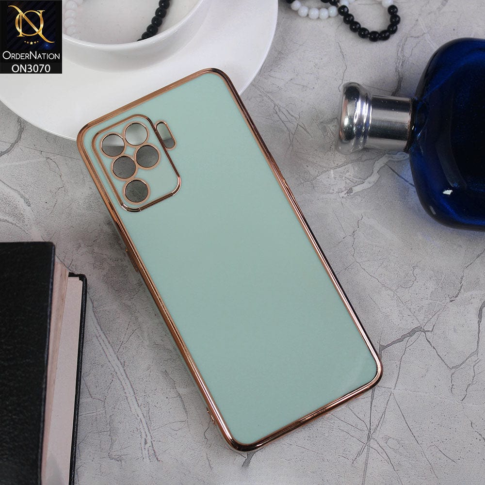 Oppo A94 Cover - Sea Green - Side Colour Borders camera Protection Soft TPU Transparent Case