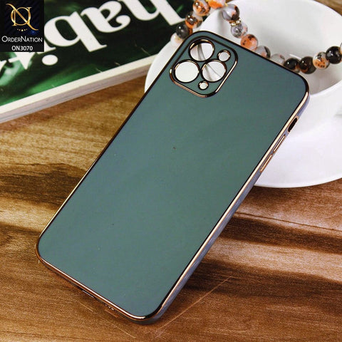 iPhone 11 Pro Max Cover - Green - Electroplating Silk Shiny Soft Case With Camera Protection