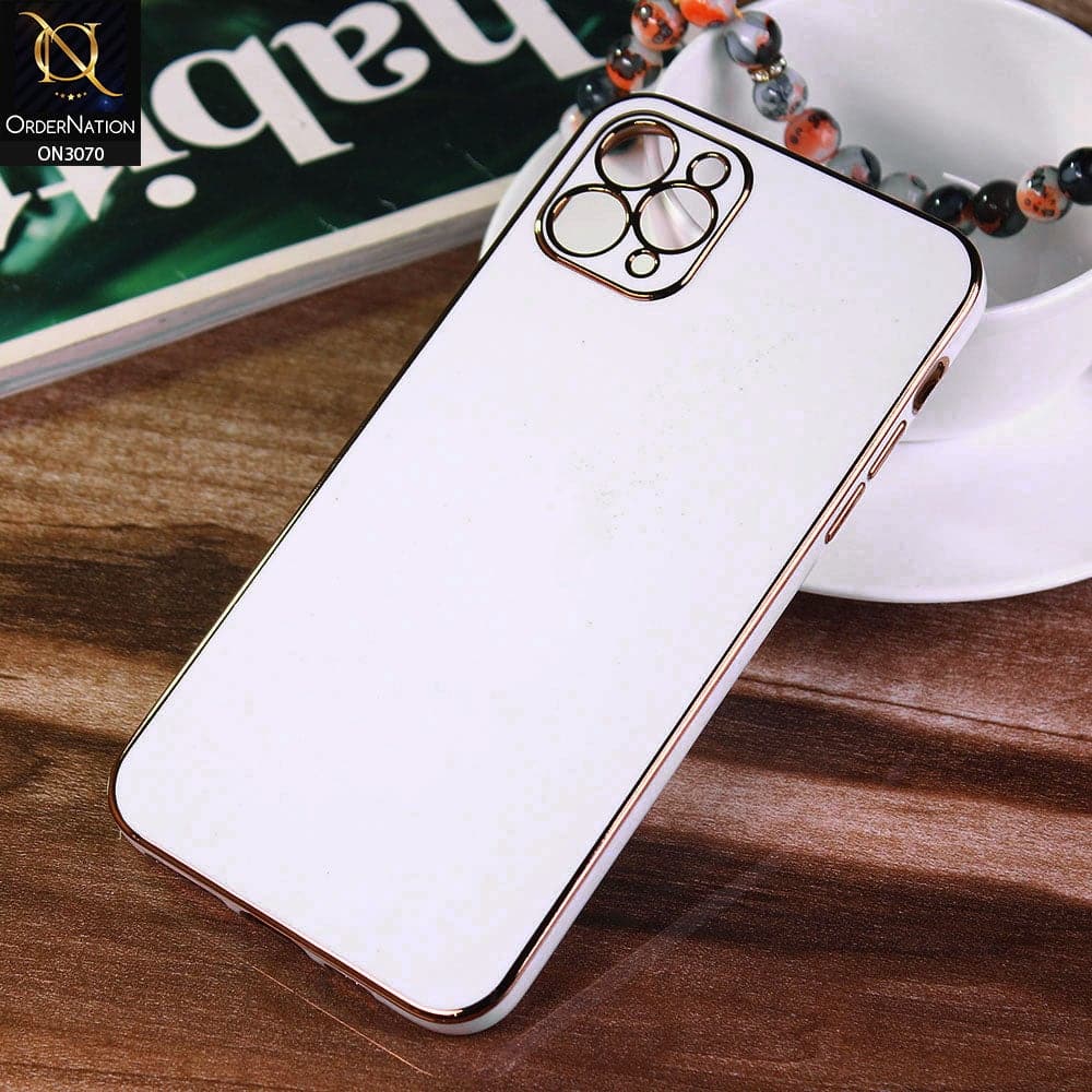 iPhone 11 Pro Max Cover - White - Electroplating Silk Shiny Soft Case With Camera Protection