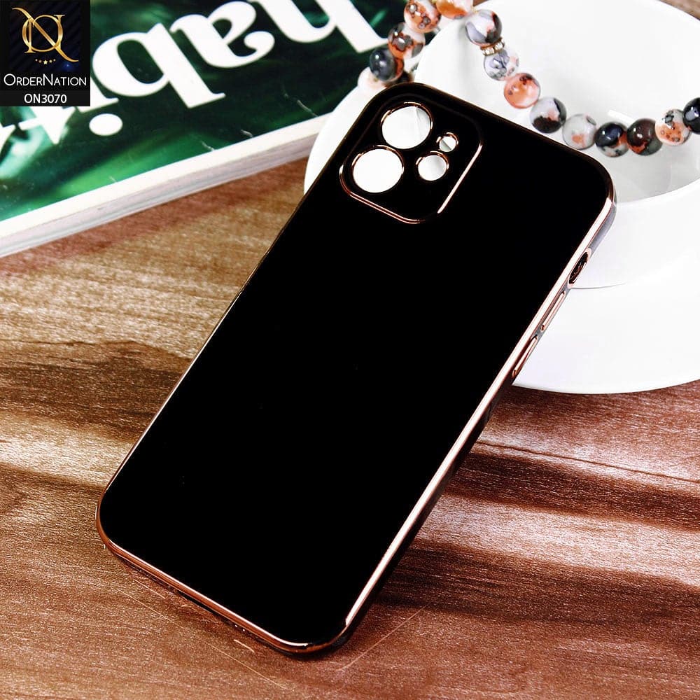 iPhone 12 Cover - Black - Electroplating Silk Shiny Soft Case With Camera Protection