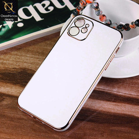 iPhone 12 Cover - White - Electroplating Silk Shiny Soft Case With Camera Protection