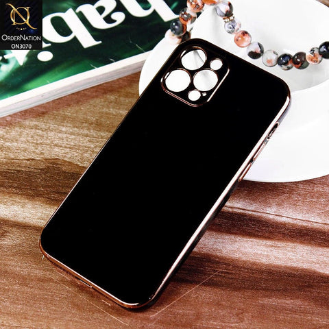iPhone 12 Pro Cover - Black - Electroplating Silk Shiny Soft Case With Camera Protection