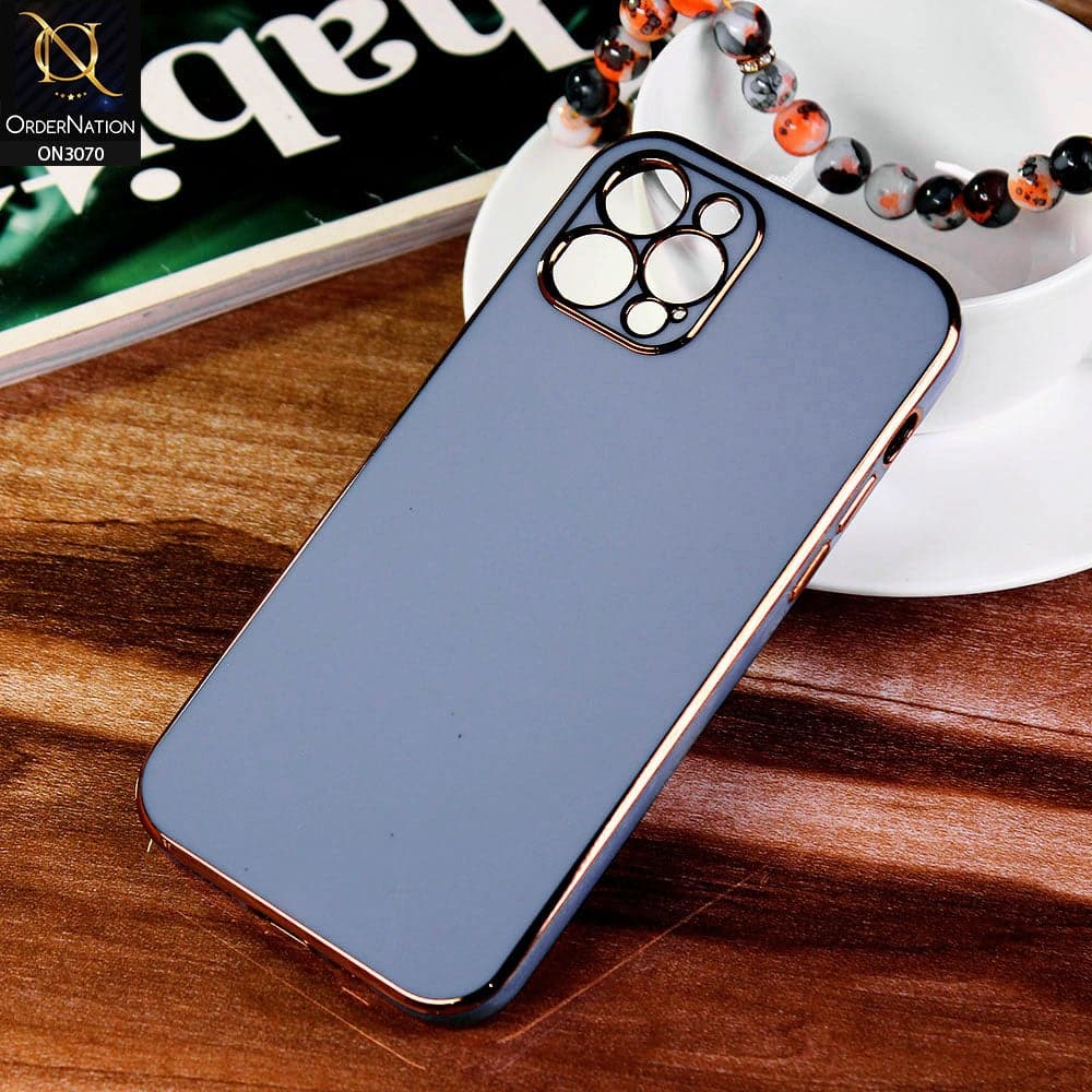 iPhone 12 Pro Cover - Gray - Electroplating Silk Shiny Soft Case With Camera Protection
