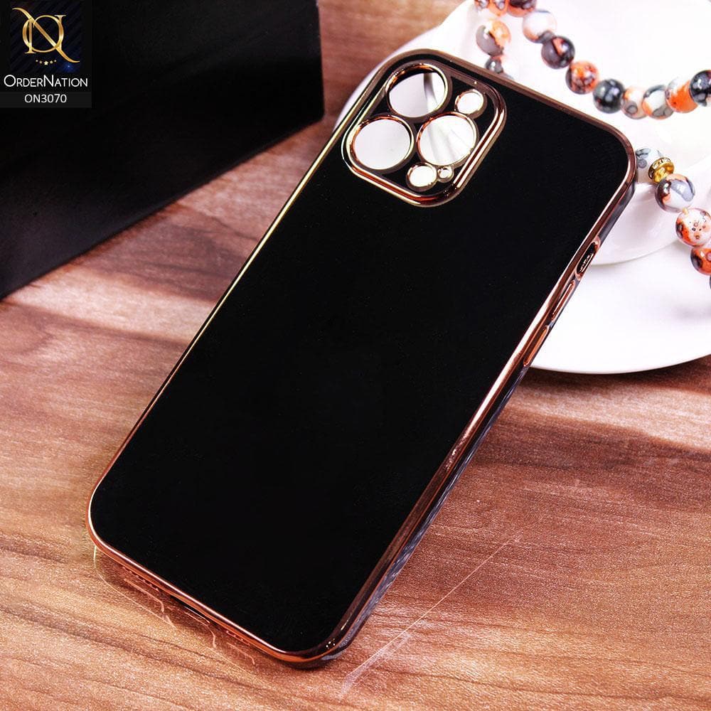 iPhone 12 Pro Max Cover - Black - Electroplating Silk Shiny Soft Case With Camera Protection