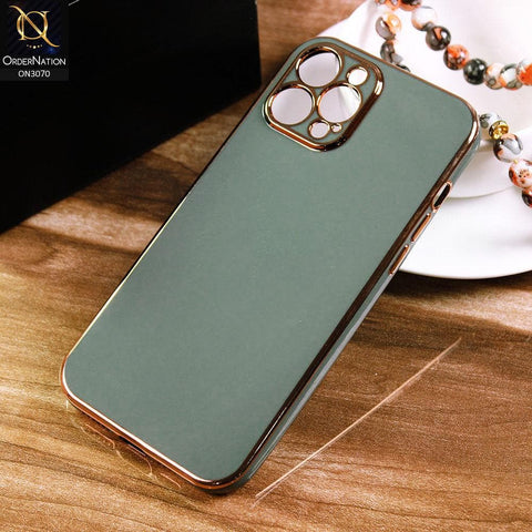 iPhone 12 Pro Max Cover - Green - Electroplating Silk Shiny Soft Case With Camera Protection