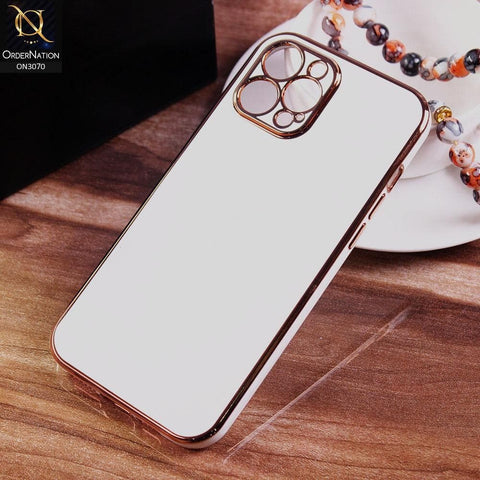 iPhone 12 Pro Max Cover - White - Electroplating Silk Shiny Soft Case With Camera Protection