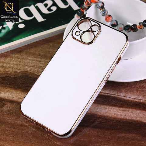 iPhone 13 Cover - White - Electroplating Silk Shiny Soft Case With Camera Protection