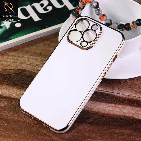 iPhone 13 Pro Cover - White - Electroplating Silk Shiny Soft Case With Camera Protection
