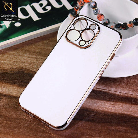 iPhone 13 Pro Cover - White - Electroplating Silk Shiny Soft Case With Camera Protection