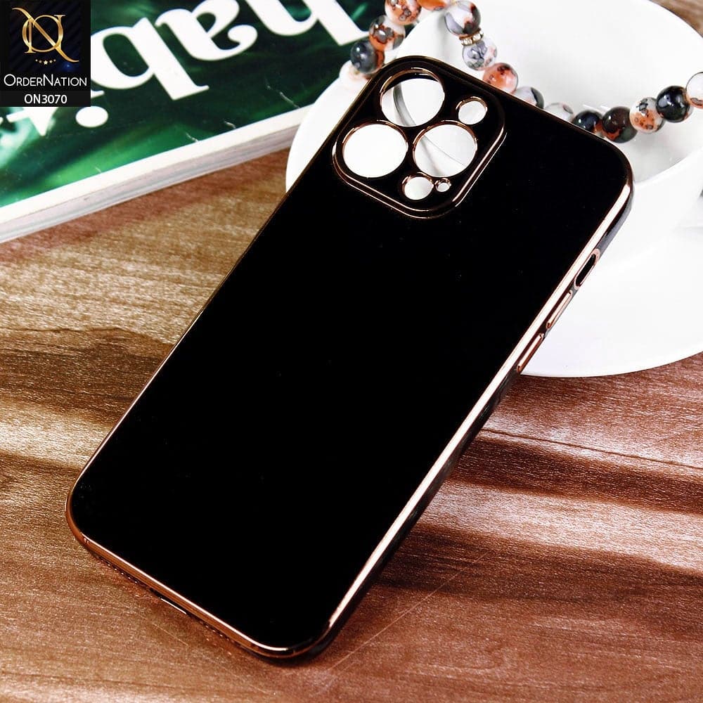 iPhone 13 Pro Max Cover - Black - Electroplating Silk Shiny Soft Case With Camera Protection