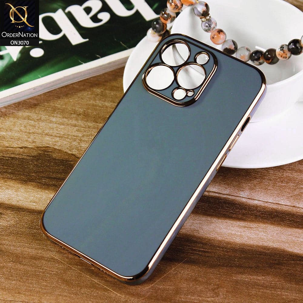iPhone 13 Pro Max Cover - Green - Electroplating Silk Shiny Soft Case With Camera Protection