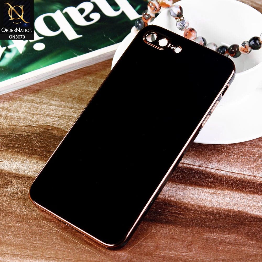 iPhone 8 Plus / 7 Plus Cover - Black - Electroplating Silk Shiny Soft Case With Camera Protection