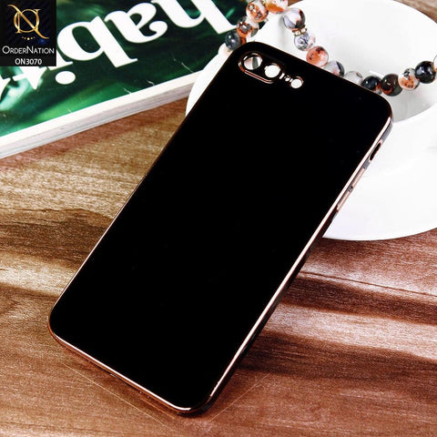 iPhone 8 Plus / 7 Plus Cover - Black - Electroplating Silk Shiny Soft Case With Camera Protection