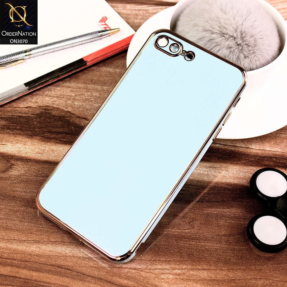 iPhone 8 Plus / 7 Plus Cover - Blue - Electroplating Silk Shiny Soft Case With Camera Protection
