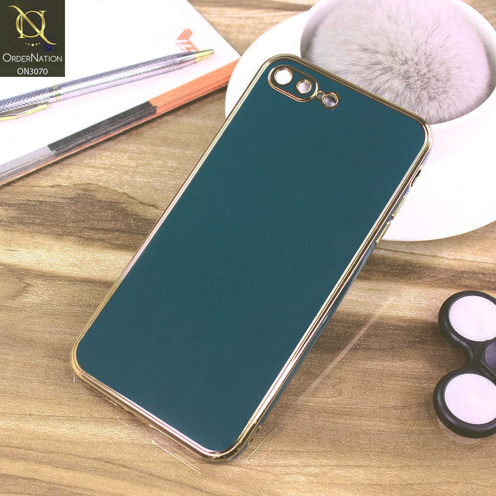 iPhone 8 Plus / 7 Plus Cover - Dark Green - Electroplating Silk Shiny Soft Case With Camera Protection