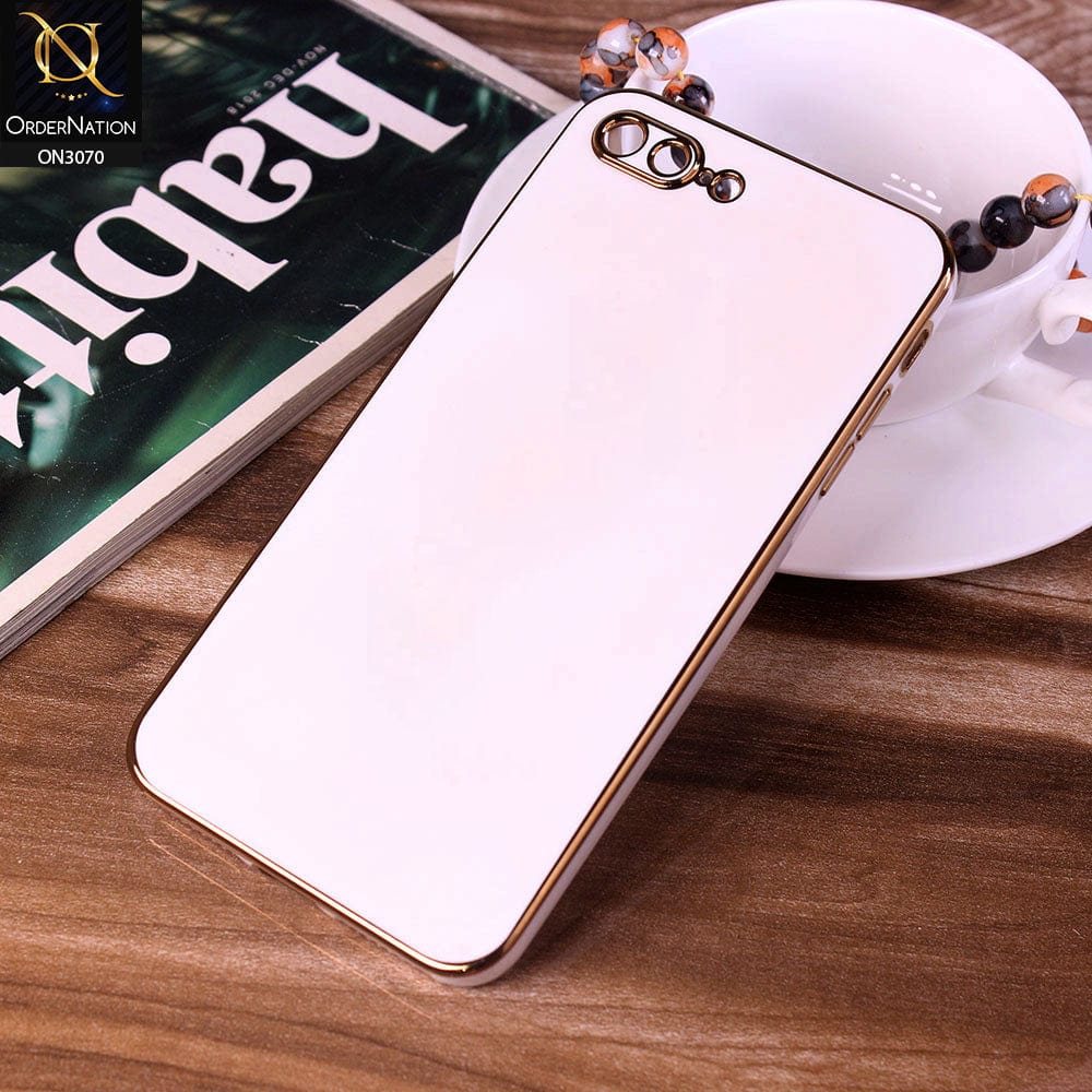 iPhone 8 Plus / 7 Plus Cover - White - Electroplating Silk Shiny Soft Case With Camera Protection