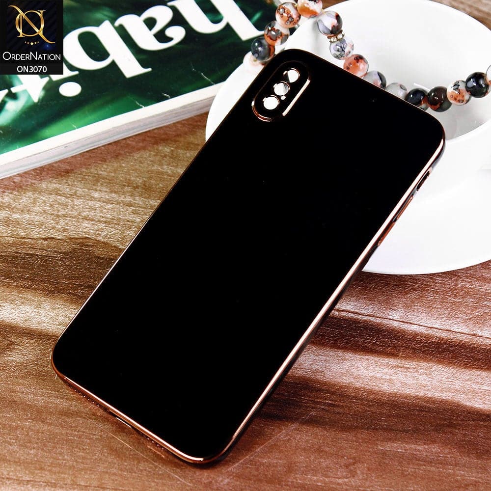 iPhone XS / X Cover - Black - Electroplating Silk Shiny Soft Case With Camera Protection