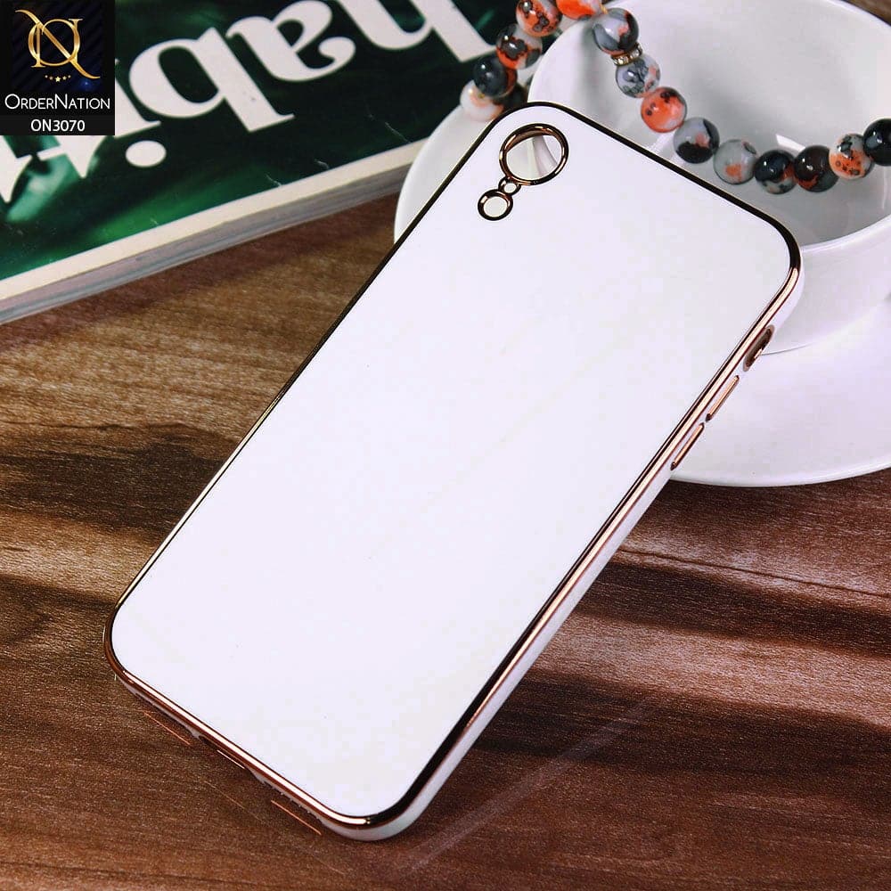 iPhone XR Cover - White - Electroplating Silk Shiny Soft Case With Camera Protection