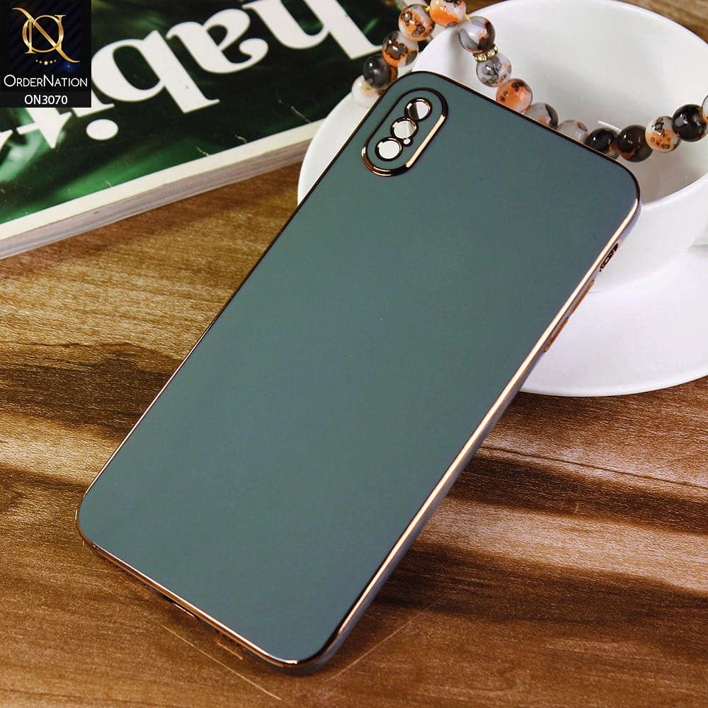 iPhone XS Max Cover - Green - Electroplating Silk Shiny Soft Case With Camera Protection