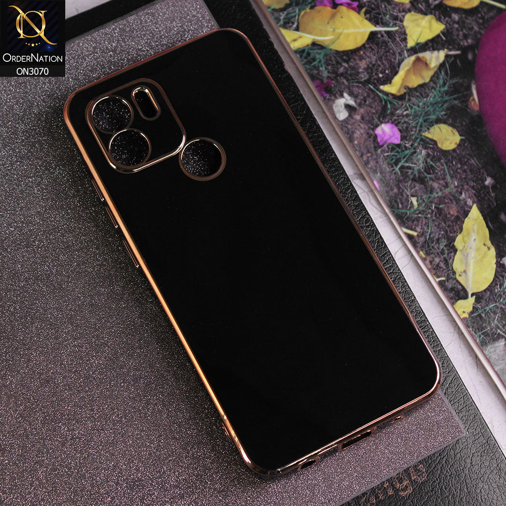 Xiaomi Redmi A1 Plus Cover - Black - Electroplating Silk Shiny Soft Case With Camera Protection