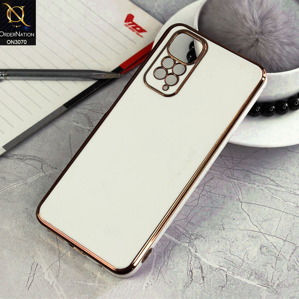 Xiaomi Redmi Note 11 Cover - White - Electroplating Silk Shiny Soft Case With Camera Protection