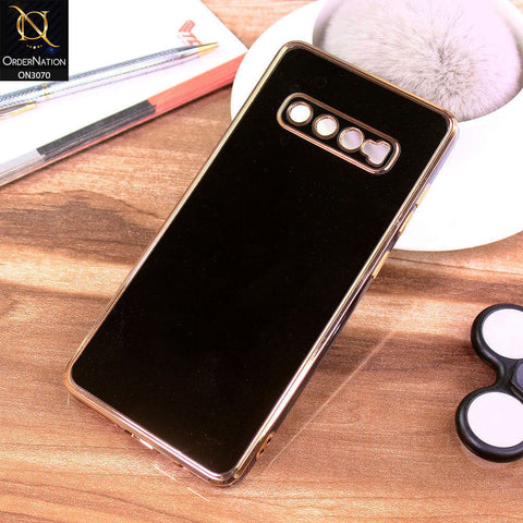 Samsung Galaxy S10 Plus Cover - Black - Electroplating Silk Shiny Soft Case With Camera Protection
