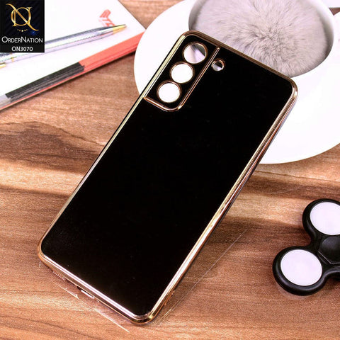 Samsung Galaxy S21 FE 5G Cover - Black - Electroplating Silk Shiny Soft Case With Camera Protection