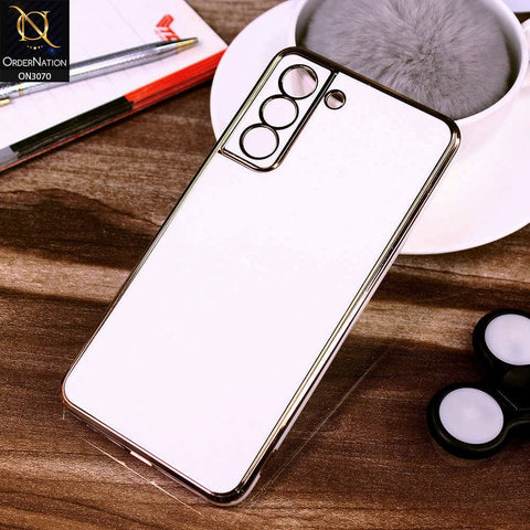 Samsung Galaxy S21 FE 5G Cover - White - Electroplating Silk Shiny Soft Case With Camera Protection