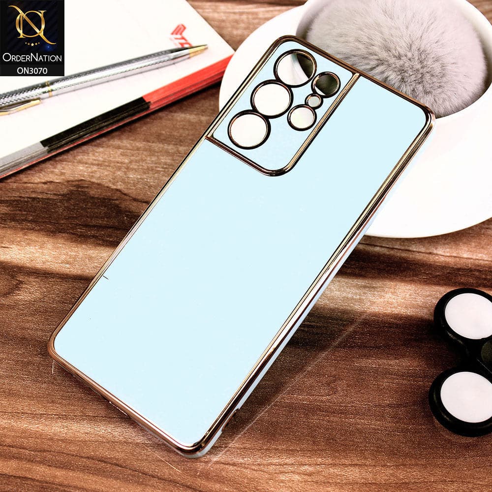 Samsung Galaxy S21 Ultra 5G Cover - Blue - Electroplating Silk Shiny Soft Case With Camera Protection