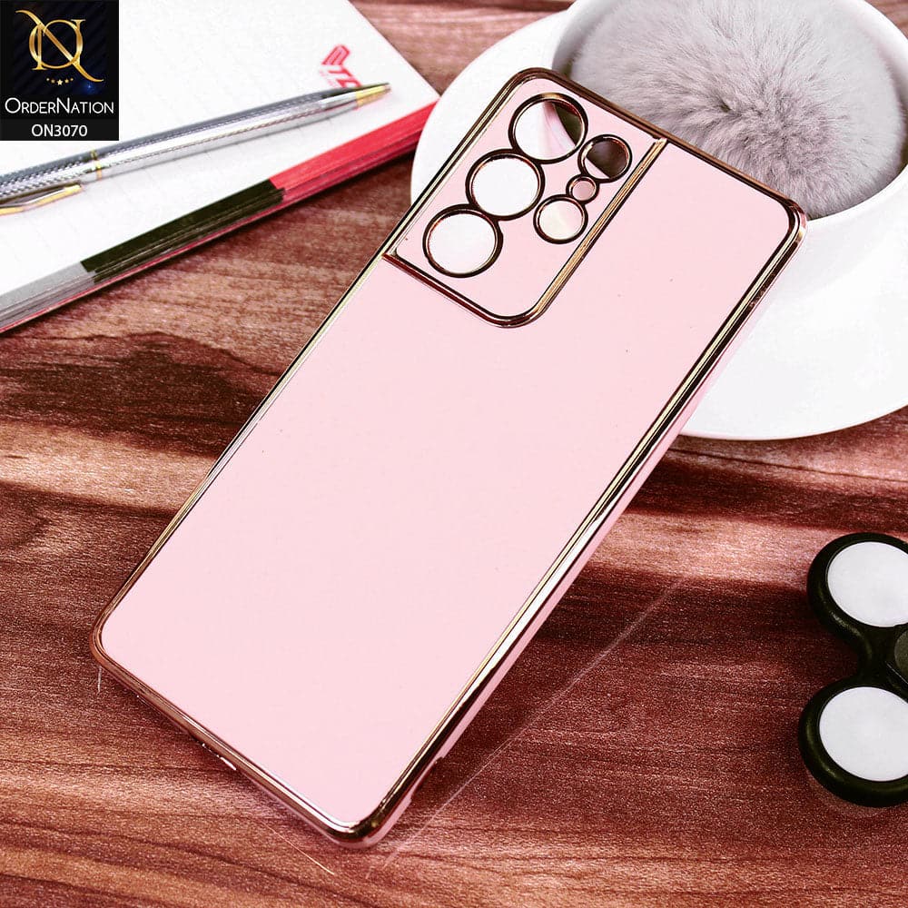 Samsung Galaxy S21 Ultra 5G Cover - Pink - Electroplating Silk Shiny Soft Case With Camera Protection