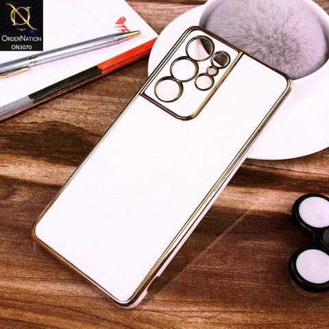Samsung Galaxy S21 Ultra 5G Cover - White - Electroplating Silk Shiny Soft Case With Camera Protection