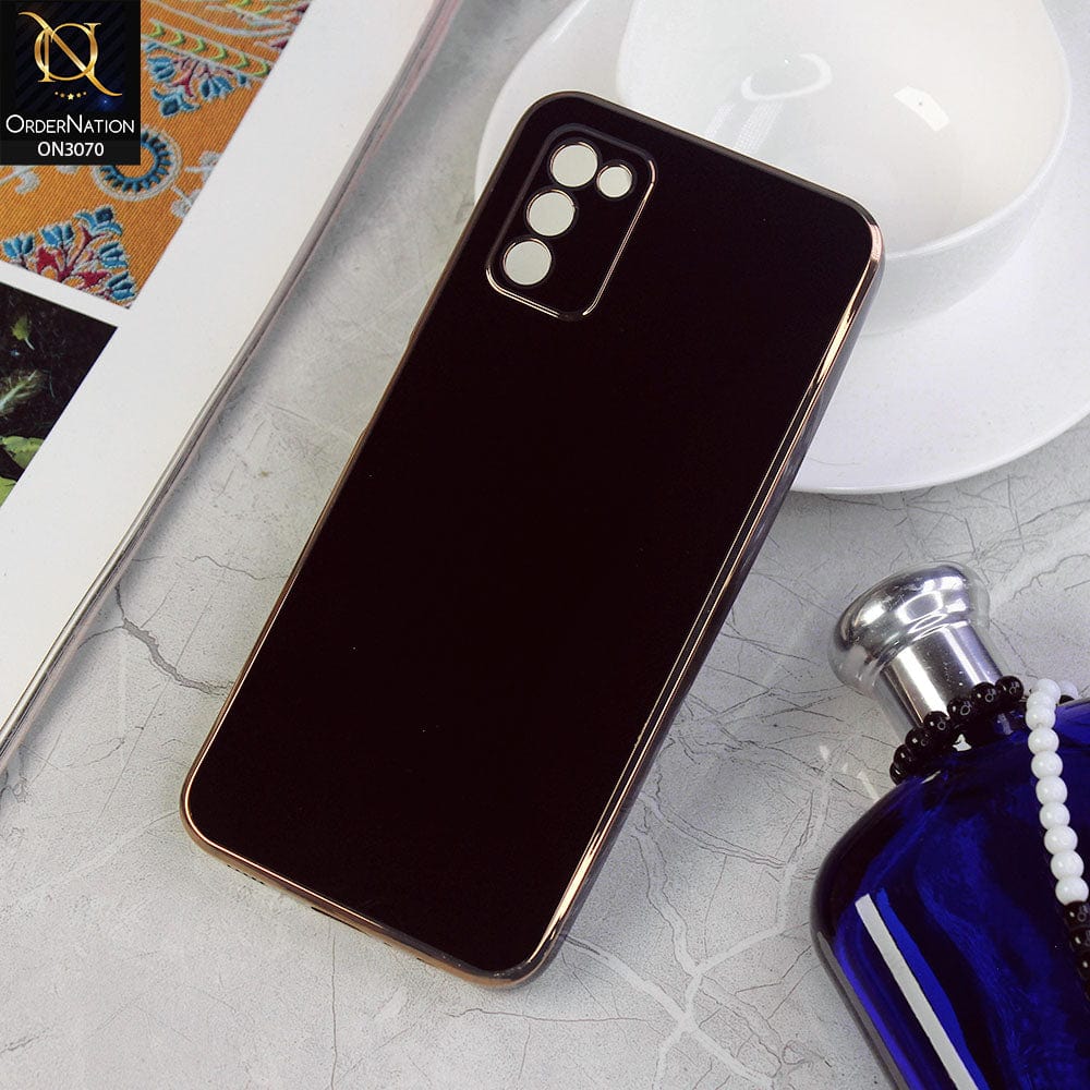 Samsung Galaxy A03s Cover - Black - Electroplating Silk Shiny Soft Case With Camera Protection