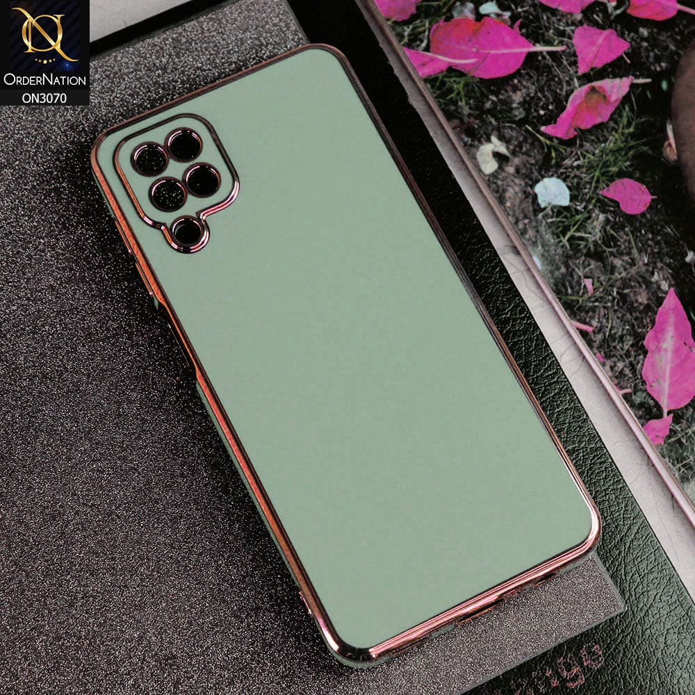 Samsung Galaxy A12 Cover - Aqua - Electroplating Silk Shiny Soft Case With Camera Protection