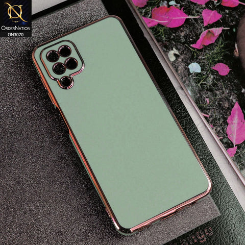 Samsung Galaxy A12 Cover - Aqua - Electroplating Silk Shiny Soft Case With Camera Protection