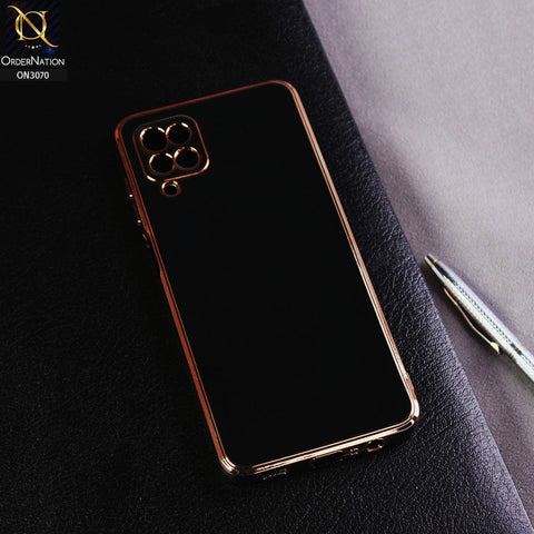 Samsung Galaxy A12 Cover - Black - Electroplating Silk Shiny Soft Case With Camera Protection