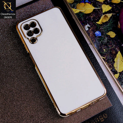 Samsung Galaxy A12 Cover - White - Electroplating Silk Shiny Soft Case With Camera Protection
