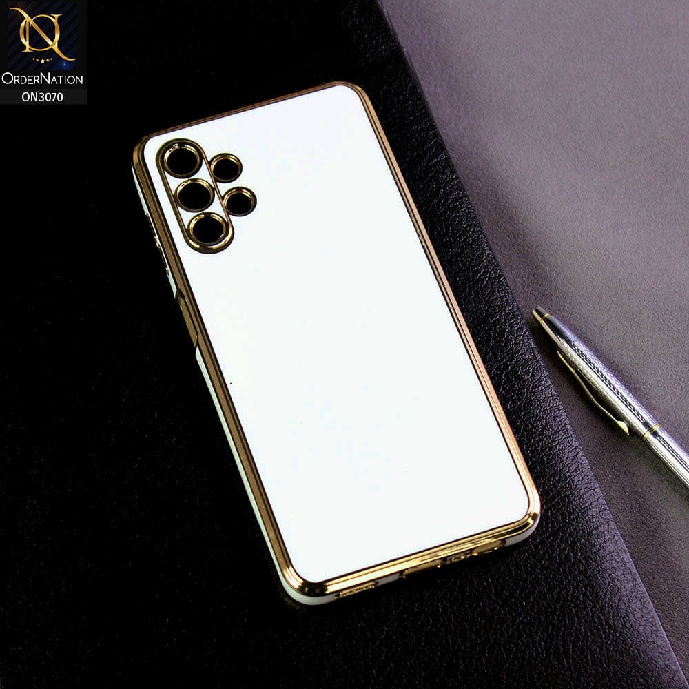 Samsung Galaxy A13 Cover - White- Electroplating Silk Shiny Soft Case With Camera Protection