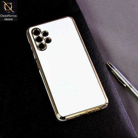 Samsung Galaxy A13 Cover - White- Electroplating Silk Shiny Soft Case With Camera Protection