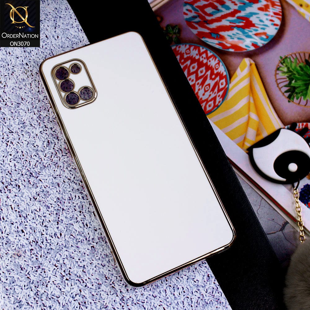 Samsung Galaxy A31 Cover - White - Side Colour Borders camera Protection Soft TPU Transparent Case