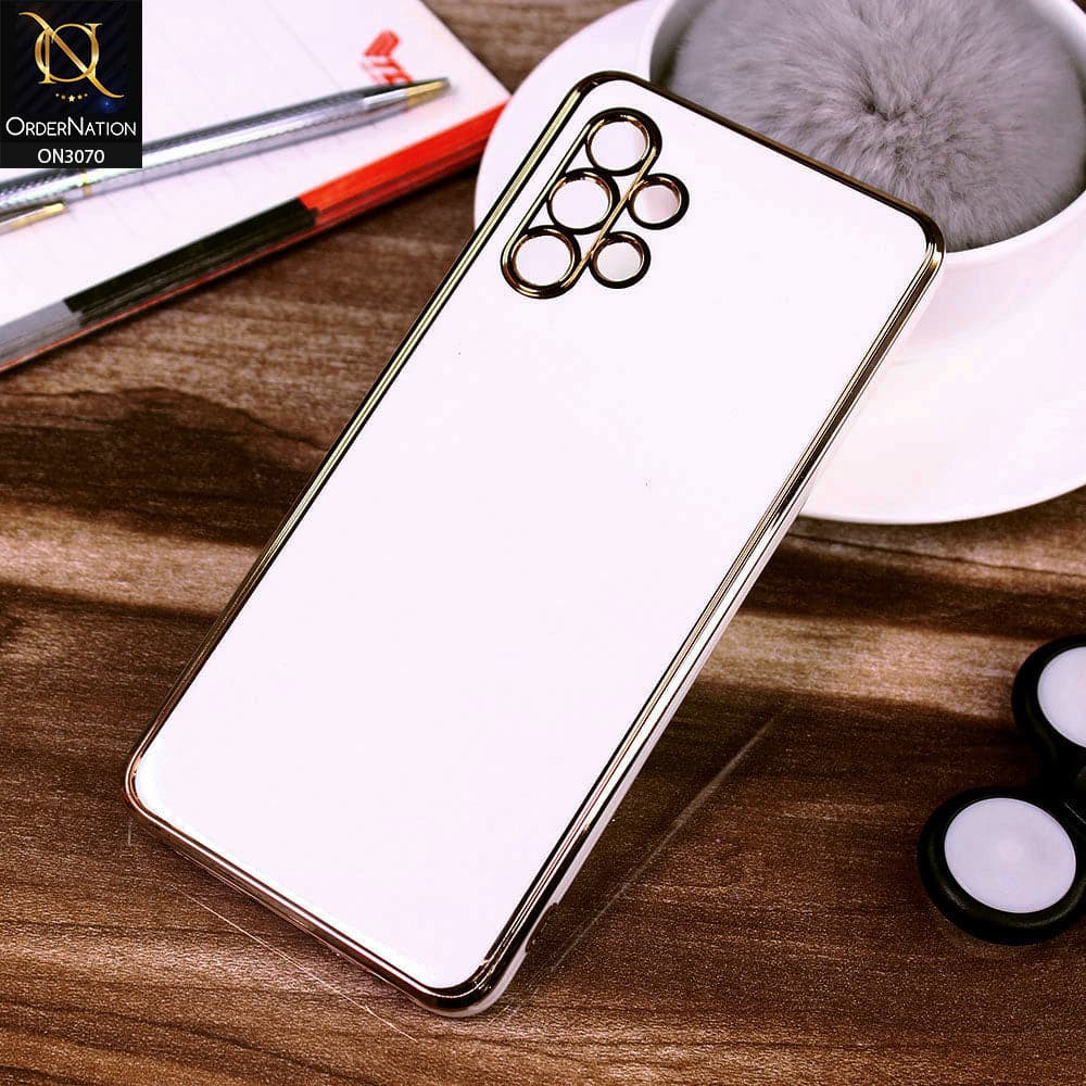 Samsung Galaxy A32 Cover - White - Electroplating Silk Shiny Soft Case With Camera Protection