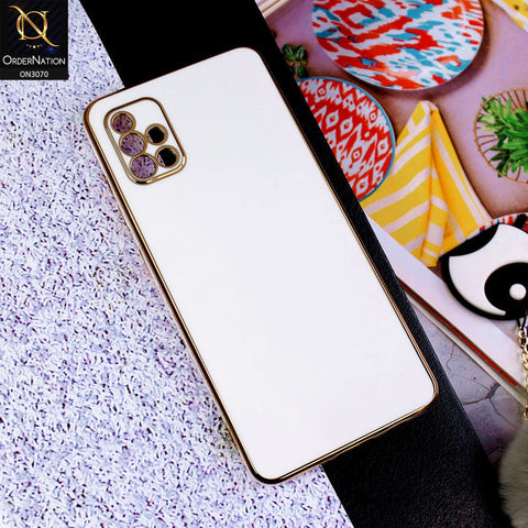 Samsung Galaxy A51 Cover - White - Side Colour Borders camera Protection Soft TPU Transparent Case