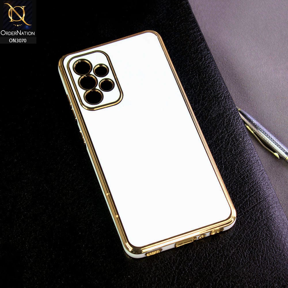 Samsung Galaxy A52 Cover - White - Electroplating Silk Shiny Soft Case With Camera Protection