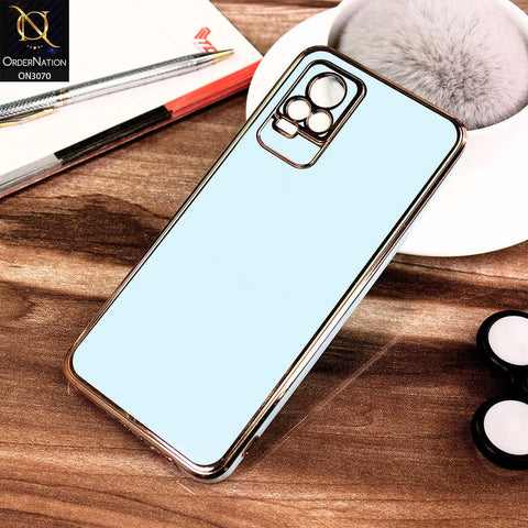 Vivo V21e Cover - Blue - Electroplating Silk Shiny Soft Case With Camera Protection