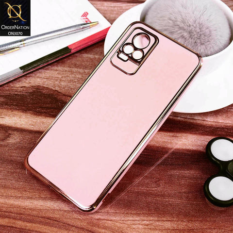 Vivo V21e Cover - Pink - Electroplating Silk Shiny Soft Case With Camera Protection